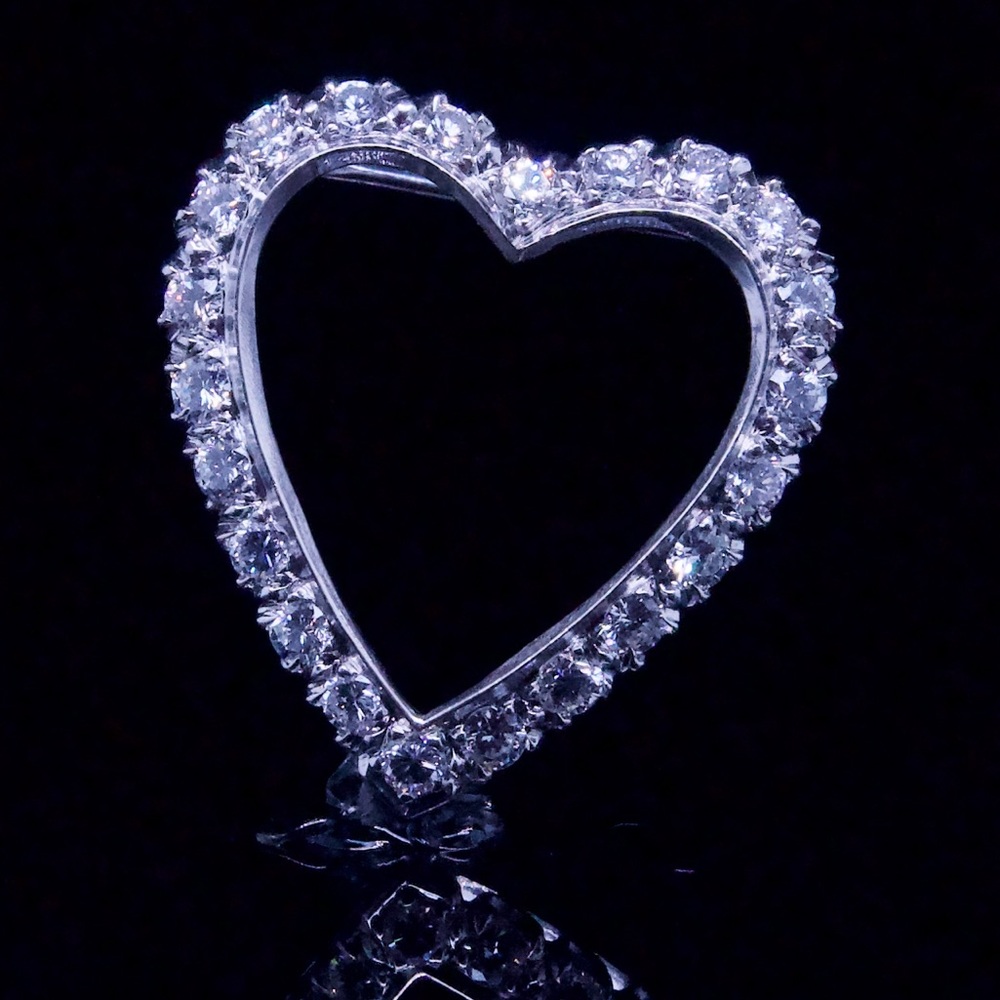 14k Vintage Diamond Heart Pin/Pendant